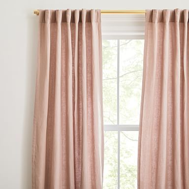 Worn Velvet Curtain, Tarragon, 48"x96", Set of 2 | West Elm Blush Curtains, Mid Century Curtains, Window Curtains Bedroom, Curtains Ideas, Dusty Blush, Living Room Door, Linen Curtain, Pink Curtains, Room Redesign