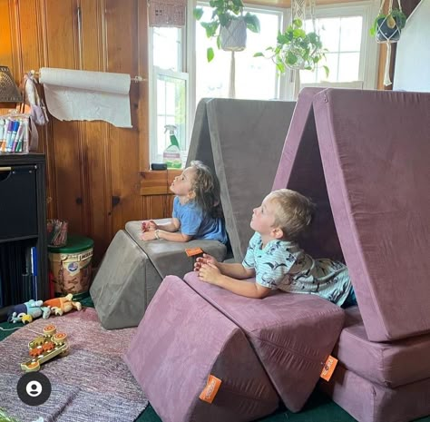 Nugget Room Ideas, Nugget Couch Storage Ideas, 2 Couch Nugget Builds, Double Nugget Configurations, Nugget Playroom Ideas, Nugget And Pikler Builds, Playroom With Nugget, 3 Nugget Couch Configurations, Nugget Builds Two