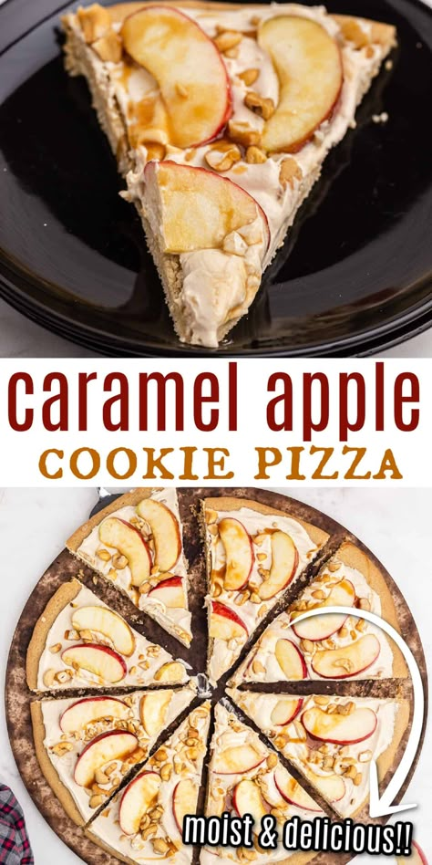 Caramel Apple Cookie Pizza, Halloween Cookie Pizza, Sugar Cookie Dessert Pizza, Spice Desserts, Cookie Pizza Recipe, Homemade Sugar Cookie Dough, Apple Dessert Pizza, Sugar Cookie Pizza, Cheesecake Topping