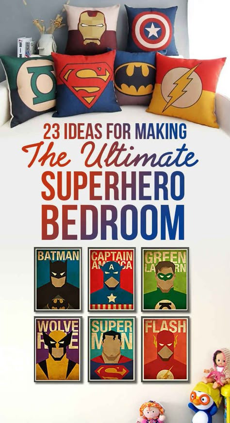 It's not weird that I want all of this right?? 23 Ideas For Making The Ultimate Superhero Bedroom Deco Cinema, Superhero Bedroom, Big Boy Bedrooms, Superhero Room, Bedroom Decor Ideas, Boy Bedroom, Big Boy Room, Boys Bedrooms, Toddler Room