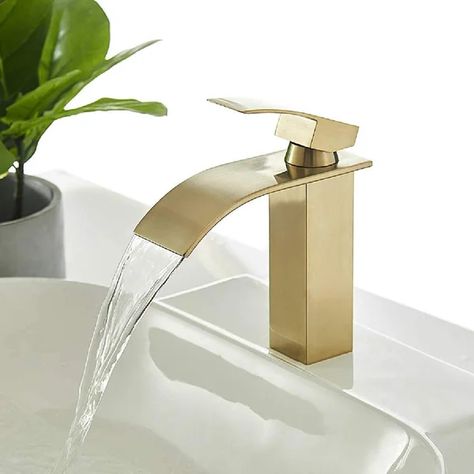 Waterfall Spout Bathroom Faucet ,Single Handle Bathroom Vanity Sink Faucet, Rv Lavatory Vessel Faucet Basin Mixer Tap With Deck Plate , Solid Brass Bar Sink Faucet, Bathroom Basin Taps, Bathroom Vanity Sink, Bathroom Faucets Brushed Nickel, Bathroom Shower Faucets, Lavatory Sink, Vessel Faucets, Faucet Design, Waterfall Faucet