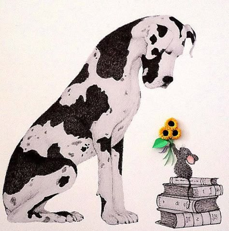 Great Dane Drawing, Great Dane Art, Pet Tattoo Ideas, Pet Tattoos, Little Mouse, Dog Print Art, Baby Mouse, Quilling Designs, Mini Drawings