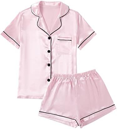 Dream Christmas, Satin Pajamas Set, Silk Pjs, Satin Pyjama Set, Satin Pajamas, Pajamas Set, Short Pajama Set, Short Sleeve Button, Shorts Set