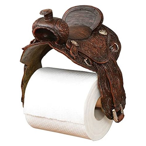 Saddle Toilet Paper Holder Rustic Bathroom Hardware, Southwestern Bathroom, Cowboy Bathroom, Western Bathrooms, Western Bathroom Decor, Western Bathroom, Bathroom Furniture Ideas, Horse Room, Horse Barn Plans