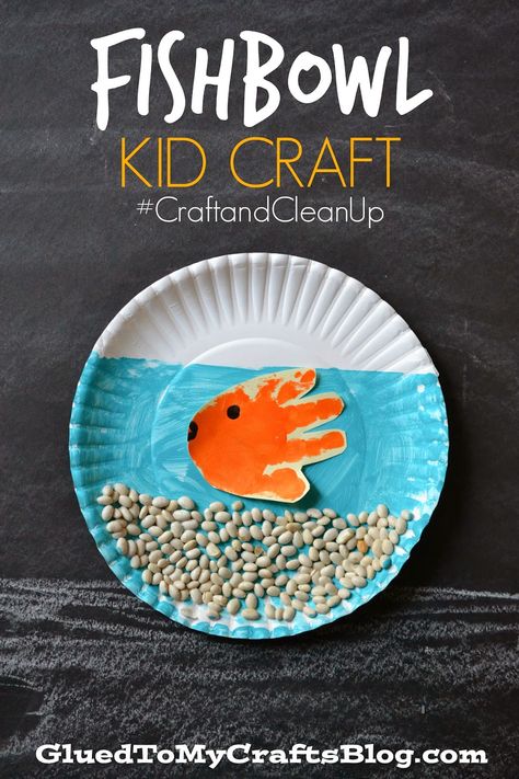 Fishbowl {Kid Craft} by CraftandCleanUp #fish #kidscraft #preschool Fishbowl Craft, Handprint Fish, Paper Plate Fish, Play Preschool, Feelings Activities, Infant Room, Activities Preschool, Kid Craft, Paper Plate Crafts