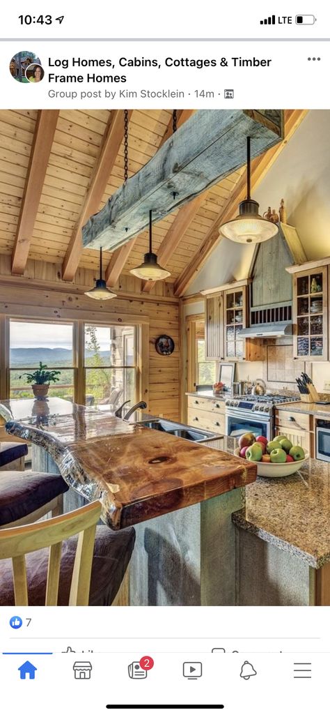 Log Home Kitchen, Log Home Kitchens, Windows Kitchen, How To Build A Log Cabin, Glazed Windows, Interior Livingroom, Rustic Decoration, Kitchen Hood, Dream Cabin