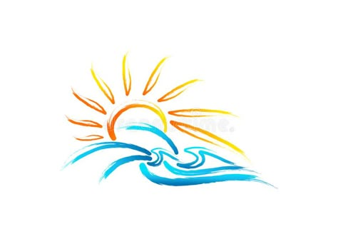 Sun sea wave logo, vintage summer symbol, retro wild nature marine concept desig , #Ad, #logo, #vintage, #summer, #Sun, #sea #ad Sun And Sea Tattoo, Beachy Tattoos For Women, Summer Logo Design, Summer Symbols, Energy Illustration, Sun Clip Art, Swimming Tattoos, Beachy Tattoos, Sea Tattoo