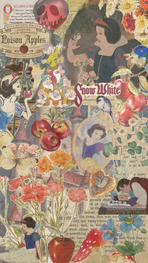 #snowwhite Cute Screen Savers, Disneyland Princess, White Collage, Collage Art Projects, Paper Collage Art, Disney Collage, Disney Wall, Disney Princess Wallpaper, Art Disney