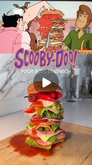 Shar on Instagram: "Scooby Doo Sandwich from Pierre’s Poor Boys 🥪
Extra hot, extra large sandwich! 🌶️
What should I make next?

#scoobydoo #recreation #recipe #cooking #animation #cartoon #anime #foodporn" Cartoon Recipes Cooking, Scooby Doo Sandwich, Cooking Animation, Cartoon Recipe, Large Sandwich, Disney Inspired Food, Lets Have Fun, Sub Sandwich, Tv Recipes