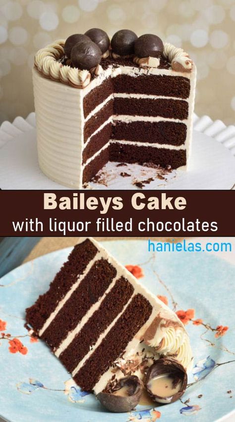 Baileys Cake Filling, Chocolate Alcohol Cake, Booze Cake Recipes, Boozy Birthday Cake, Baileys Cake Recipe, Chocolate Liquor Cake, Liquor Cake Ideas, Cakes With Alcohol, Friendship Cakes