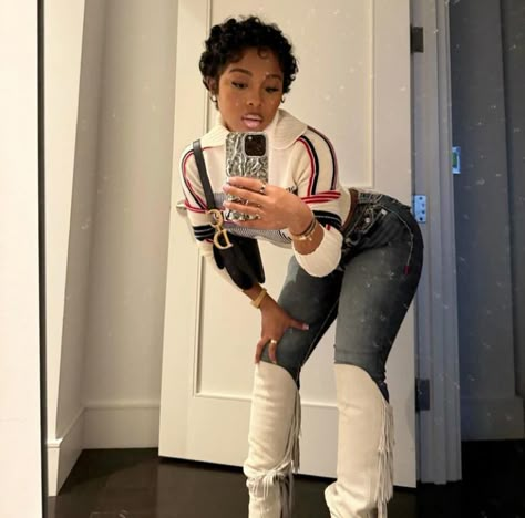 Jayda Cheaves Short Hair, Jayda Wayda Outfit, Finger Waves Short Hair, Jayda Cheaves, Instagram Face, Nba Outfit, Jayda Wayda, Throwing Fits, Pic Inspiration