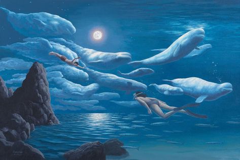 Rob Gonsalves-The Union of Sea and Sky Robert Gonsalves, Rob Gonsalves, Optical Illusion Paintings, Illusion Paintings, Canadian Painters, Magic Realism, Max Ernst, Optical Illusions Art, Realism Painting