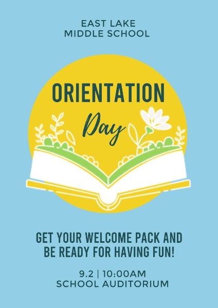 Orientation Poster Design, Back To School Promotion, School Promotion, Orientation Day, Classroom Diy, Classroom Management Techniques, Back To School Tips, Templates Simple, Back To School Hacks