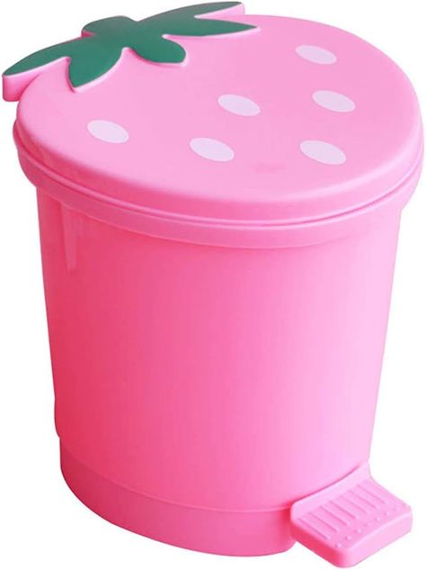 Kawaii Mini Trash Can with Lid Plastic Cute Room Decor Bathroom Trash Cans, Kawaii Room Decor Strawberry Garbage Can with Lid for Home, Car, Bathroom Kawaii Trash Can, Pink Trash Can, Strawberry Bathroom, Trash Can For Bedroom, Cute Trash Can, Desk Trash Can, Bathroom Garbage Can, Girly Bedroom Decor, Kawaii Strawberry