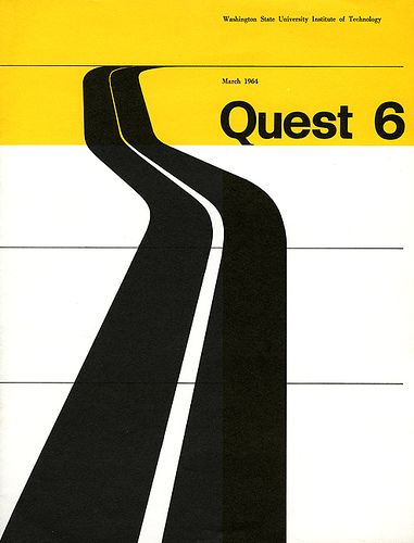 Designed by Irwin McFadden for a Washington State University conference on the roads of Washington state 1964. American Graphic Design, Swiss Typography, Red Inspiration, Automotive Advertising, Graphic Design Collection, Brochure Cover, Ferrari F1, Communication Design, Vintage Graphics