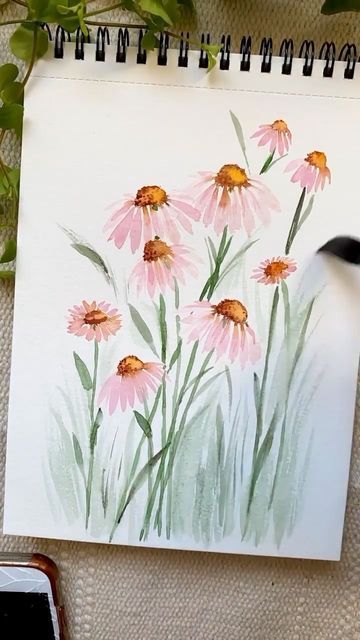 Sree’s Scribblings on Instagram: "Quick watercolor coneflowers 🤩 Like and save to recreate 😊 @winsorandnewton @cansonpaper @painting_artefact @watercolor_guide @watercolor_daily @watercolor_guild . . . . . . . . . . . . #watercolorconeflower #watercolorlooseflowers #watercolorpainting #watercolorflorals #watercolorlooseflorals #looseflorals #wildflowerpaintings #tempura #aquarelle #easywatercolor #quickwatercolorpainting #easywatercolortutorials #watercolorpainting #learnwatercolor #pastelpink Quick Watercolor, Abstract Watercolor Flower, Loose Watercolor Paintings, Learn Watercolor Painting, Wildflower Paintings, Watercolor Flowers Tutorial, Floral Watercolor Paintings, Learn Watercolor, Watercolor Paintings For Beginners