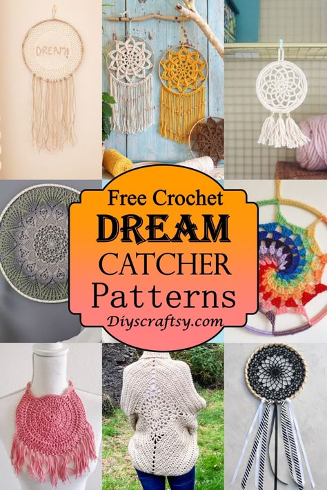 Diy Crochet Dreamcatcher, Crochet Dreamcatcher Pattern Free, Crochet Dreamcatcher Pattern, Crochet Dream Catcher, Diy Dream Catcher Tutorial, Making Dream Catchers, Dream Catcher Patterns, Dream Catcher Tutorial, Crochet Dreamcatcher