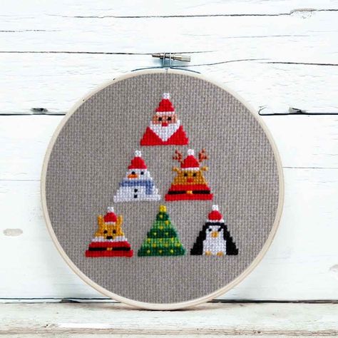 Christmas cross stitch ornaments | Easy mini Christmas cross stitch | Small | Simple | Funny | Christmas animals | PDF | Instant download https://etsy.me/3nR5TSd #etsy#christmas #christmasdecor #handmadewithlove #crossstitcher Triangle Santa, Mini Christmas Cross Stitch, Christmas Cross Stitch Ornaments, Cross Stitch Ornaments, Stitch Ornaments, Cross Christmas Tree, Nursery Cross Stitch, Tiny Cross Stitch, Funny Cross Stitch Patterns