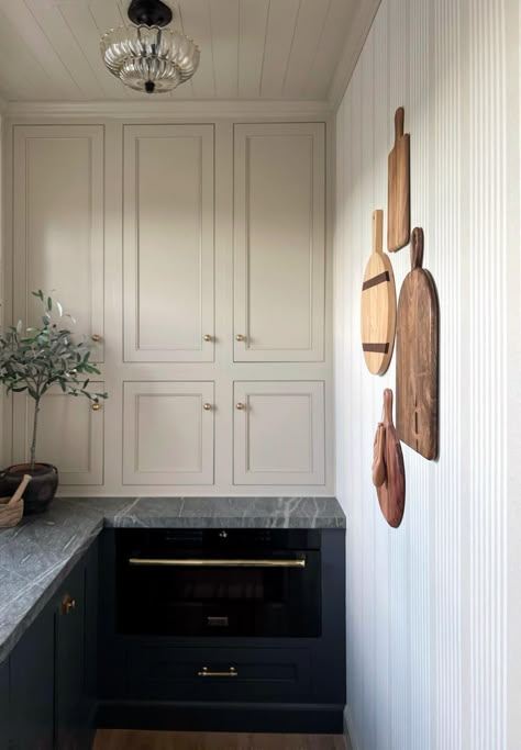 French Grey Kitchen Cabinets, French Grey Kitchen, Erin Conway, Kismet House, Timeless Kitchen Design, Pantry Layout, House Pantry, Sage Green Kitchen, Artistic Tile