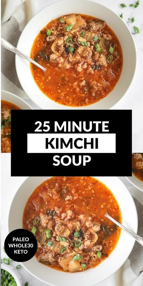 Keto Kimchi, Kimchi Soup Recipe, Lunches To Pack, Kimchi Soup, Easy Kimchi, Soup Paleo, Soup Keto, Kung Pao Chicken Recipe, Rice And Chicken