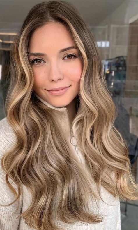 Brown Long Hair, Brunette Hair With Highlights, Spring Hair Color, Hair Color Light Brown, Long Hair Color, Brown Hair Balayage, Dark Blonde Hair, Blonde Hair Inspiration, Longer Hair