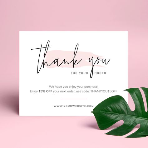 Business Thank You Card Template | Thank you for your order parcel | Thank you package inserts | Customer thank you for purchase | Printable https://etsy.me/2Trn5NW #etsy #thankyoucard #packageinsertcard #instantdownload #thankyouforordercards #businessthankyoucard Desain Merek, Business Thank You Notes, Thank You Note Template, Note Card Template, Thank You Template, Thank You Card Design, Free Business Card Templates, Printable Thank You Cards, Thank You Postcards