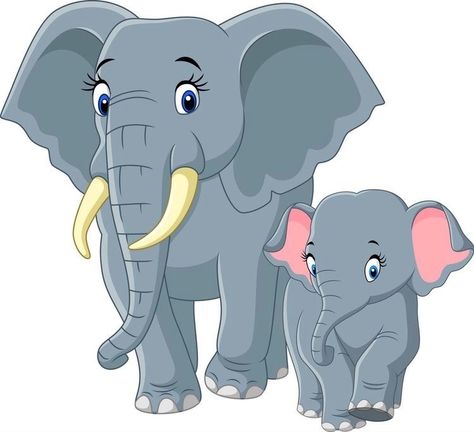 Baby Elephant Cartoon, Hamster Cartoon, Cute Elephant Cartoon, Baby And Mother, Mother Elephant, Mom And Baby Elephant, Elephant Images, Baby Silhouette, Happy Elephant