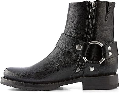 Amazon.com | Frye Veronica Harness Short 6" Booties for Women - Leather Upper with Luxurious Leather Lining, Inside Zipper, Snap Harness, and Rubber Lug Outsole | Ankle & Bootie Frye Boots Women, Womens Rubber Boots, Frye Veronica, Booties For Women, Womens Black Booties, The Frye Company, Boots For Short Women, Harness Boots, Frye Boots