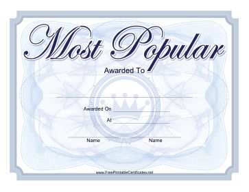 Great as a yearbook award, this purple crown-illustrated certificate recognizes the Most Popular student. Free to download and print Business Writing Skills, Printable Border, Bday Wishes, Printable Certificates, Business Writing, Marriage Anniversary, Certificate Design, Holiday Printables, Jokes For Kids