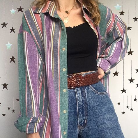 Vintage Outfits 90s Retro, Indie Outfits Grunge, Striped Boyfriend Shirt, Boyfriend Shirts, Grunge Summer, Mode Ulzzang, Vintage Outfits 90s, Aesthetic Men, 90s Men