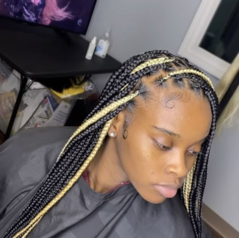 Knotless With Skunk Stripe, Knotless Braids With Highlights, Skunk Stripe Knotless Braids, Back To School Braids Black Teens, Skunk Stripe Braids, Kids Short Hair Styles, Weave Hairstyles Braided, Braided Hairstyles For Teens, Birthday Hairstyles