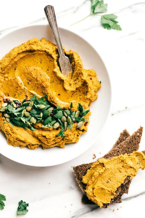 Carrot, Walnut & Red Lentil Hummus | A savory, spiced, and protein-packed snack! Colourful Appetizers, Red Lentil Hummus, Lentil Hummus, Brain Boosting Foods, Protein Packed Snacks, Homemade Hummus, Lentil Recipes, Hummus Recipe, Red Lentil