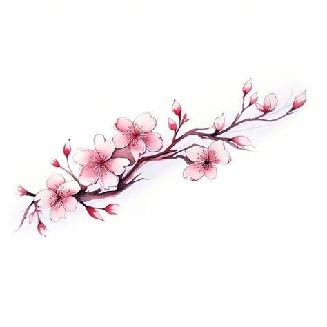 Cute Cherry Blossom Drawing, Cherry Flower Tattoo Design, Cherry Flower Tattoo, Sakura Flower Tattoo, Tattoo Sakura, Cherry Blossom Tattoo Shoulder, Cherry Tree Tattoos, Cherry Blossom Tree Tattoo, Cherry Blossom Drawing