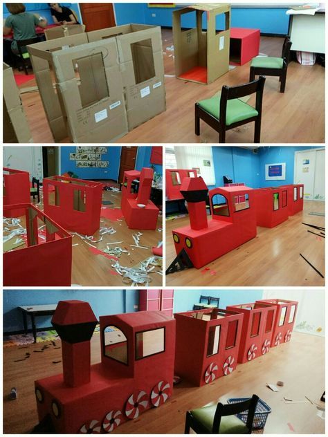 Diy Train Out Of Boxes, Santa Train Diy, Train Made Out Of Cardboard Boxes, Train Out Of Cardboard Boxes, Train Box Diy, Cardboard Box Train Polar Express, Box Train Diy Cardboard, Cardboard Box Train Diy, Cardboard Train Diy How To Make