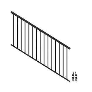 Freedom (Assembled: 6-ft x 3-ft) Winchester Matte Black Aluminum Stair Rail Kit with Balusters at Lowes.com Deck Railing Kits, Deck Stair Railing, Stair Railing Kits, Deck Railing Systems, Hand Railing, Aluminum Railing Deck, Aluminum Balusters, Metal Balusters, Stair Kits