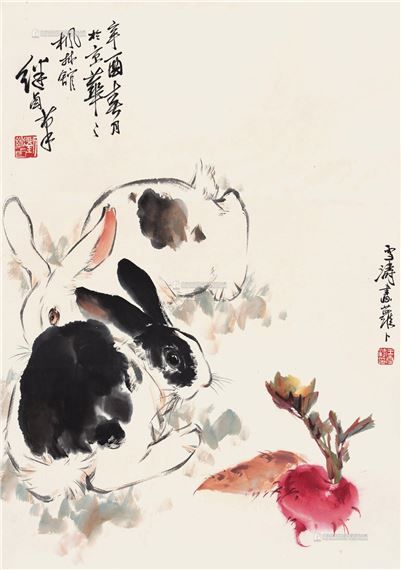 Az Art, Ancient Japanese Art, Japan Painting, Ink Wash Painting, Chinese Art Painting, Rabbit Painting, Tinta China, Rabbit Art, Bunny Art