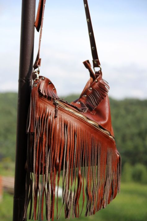 Boho Fringe Purse With Studs, Cognac Brown Leather Crossbody Bag, Western Fringe Purse, Tassel Hobo Bag, Cross Body Vintage Bag for Girl - Etsy Brown Leather Crossbody Bag, Fringe Purse, Boho Fringe, Fringe Bags, Vintage Bag, Vintage Bags, Hobo Bag, Leather Crossbody Bag, Leather Crossbody