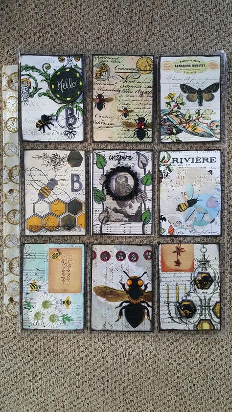 Bee Atc Cards, Diy Dixit Cards, Kits To Sell, Playing Card Crafts, Letters Craft, Trading Card Ideas, Pocket Letter Ideas, Pocket Letter Pals, Rolodex Cards