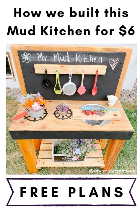 Mud kitchen, play kitchen, kids outdoor kitchen, how to build, outdoor toys for kids Outdoor Play Kitchen, Diy Outdoor Toys, Mud Kitchen For Kids, Toddler Kitchen, Backyard Kids Play Area, Diy Mud Kitchen, Vibrant Home, Coastal Elegance, Mud Kitchen