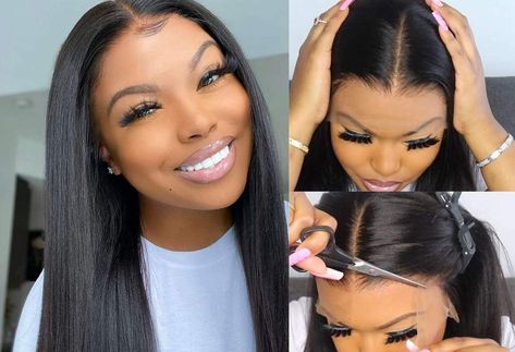 Want to know the beginner-friendly way to wear a wig? No glue. Here’s how to install a lace front wig without glue or sewing it in. How To Install A Lace Front Wig Without Glue, T Part Wig, Healthy Hair Colors, How To Darken Hair, Hair Glue, Part Wigs, Full Lace Front Wigs, How To Wear A Wig, Hair Wigs For Black Women