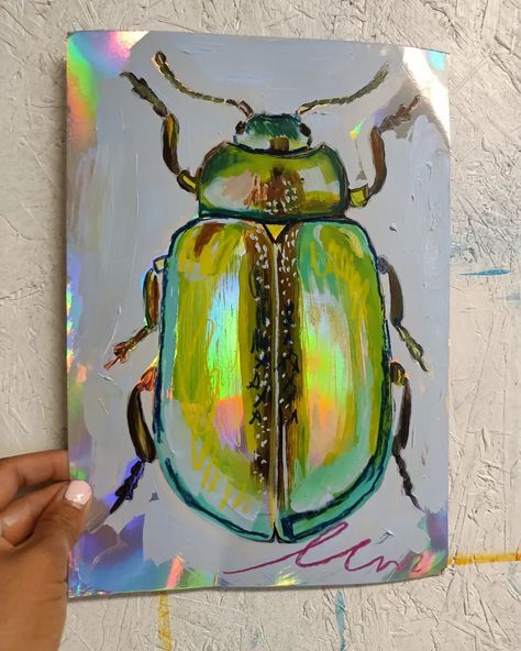 Just a lil guy #bugpainting #bug #painting #buglover #buglove Bug Painting Ideas, Bug Painting, Beetles Painting, Beetle Painting, Beetle Painting Acrylic, Beetle Car Painting, Bug Art, Abstract Line Art, Process Art