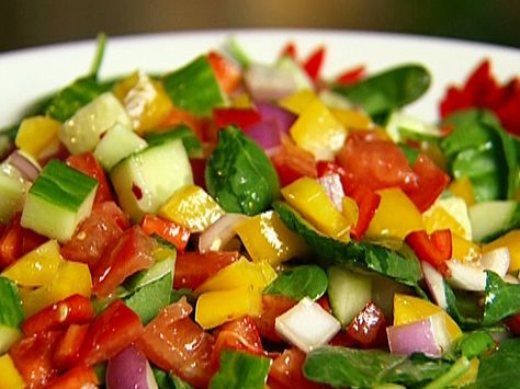 Gazpacho Salad Gazpacho Salad, Fire Cooking, Gazpacho, Sweet And Sour Pork, Summer Salads, Delicious Salads, Food Network, Soup And Salad, Salad Recipe