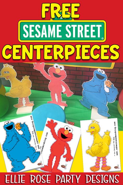 Elmo Centerpieces, Seaseme Street Birthday Party, Sesame Street Printables, Sesame Street Decorations, Sesame Street Centerpiece, Sesame Street Birthday Party Ideas Boy, Elmo Birthday Party Boy, Sesame Street Signs, Cookie Monster Birthday Party