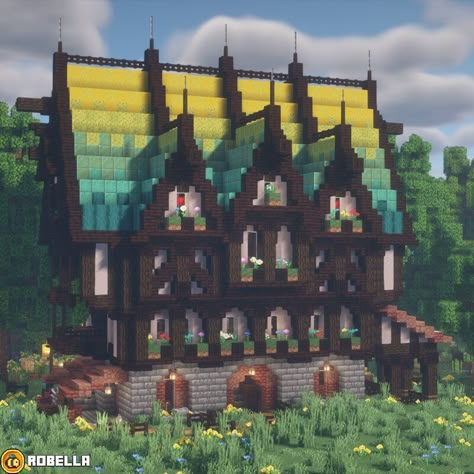 Minecraft Gradient, Minecraft Brick, Minecraft Roof, Minecraft Create, Starter House, Medieval House, Minecraft Structures, Minecraft Interior Design, Minecraft Cottage