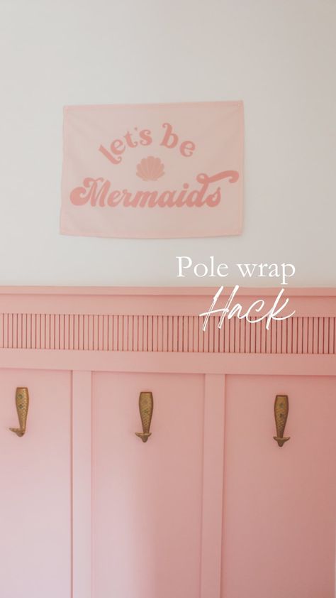 Kelsey Gibby | My favorite DIY projects are the ones that allow me to use up leftover material. I love the look of a board and batten wall with pole wrap… | Instagram Wall Accent Diy, Pole Wrap Wall Ideas, Pink Board And Batten Bathroom, Board And Batten Playroom, Pink Board And Batten With Wallpaper, Pole Wrap Board And Batten, Diy Wall Upgrade, Coral Board And Batten Wall, Board And Batten With Pole Wrap