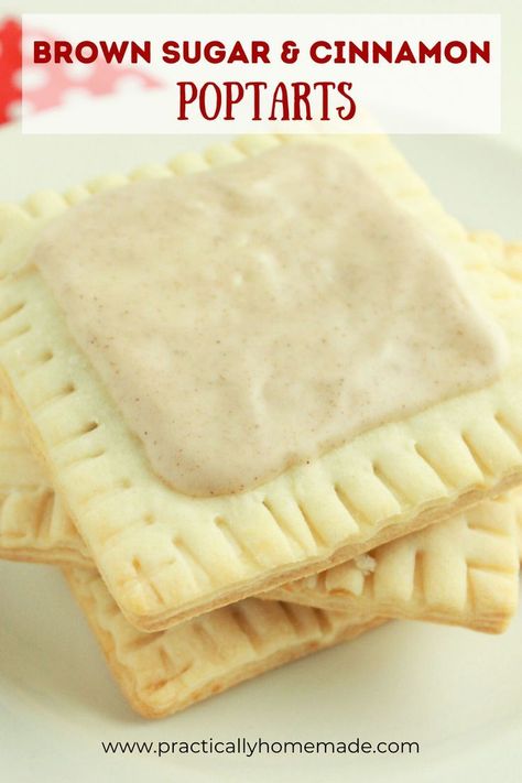 Pop Tart Recipes, Pop Tart Pie, Homemade Easy Recipes, Cinnamon Pop Tarts, Cinnamon Squares, Homemade Poptarts, Brown Sugar Pop Tarts, Food Pastries, Baked Peaches