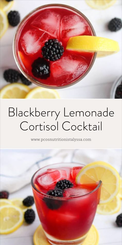 Cortisol Mocktail, Cortisol Cocktail, Cortisol Diet, Blackberry Lemonade, Adrenal Cocktail, Inflammation Recipes, Stomach Fat Burning Foods, Lean Muscles, Reducing Cortisol Levels