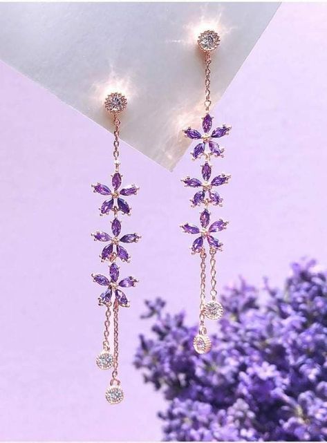 Purple Drop Earrings, Bling Earrings, Fancy Earrings, Magical Jewelry, Purple Earrings, Fancy Jewellery, Fancy Jewelry, Fashion Jewelry Earrings, Fantasy Jewelry