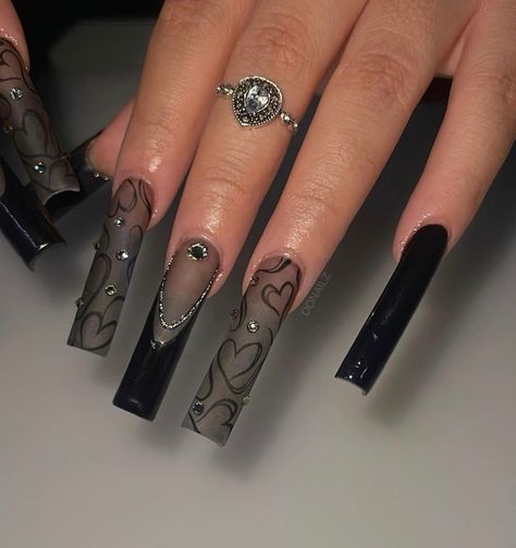 2023 Nail, Black Acrylic Nails, Red Polish, Grunge Nails, Girly Acrylic Nails, Glow Nails, Long Acrylic Nails Coffin, Makijaż Smokey Eye, Acrylic Nails Coffin Pink