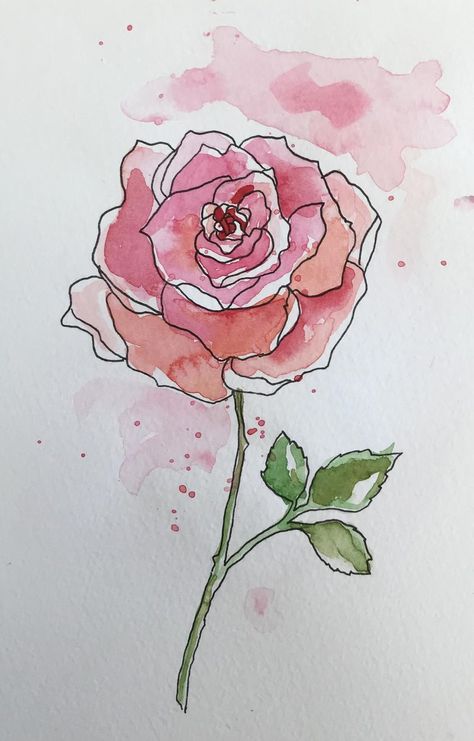 Water Colour Rose Easy, Watercolor Painting Rose, Watercolor Flowers Rose, Watercolor Rose Easy, Rose Easy Painting, Watercolor Art Rose, Watercolour Roses Easy, Watercolour Rose Painting, Rose Watercolor Painting Easy